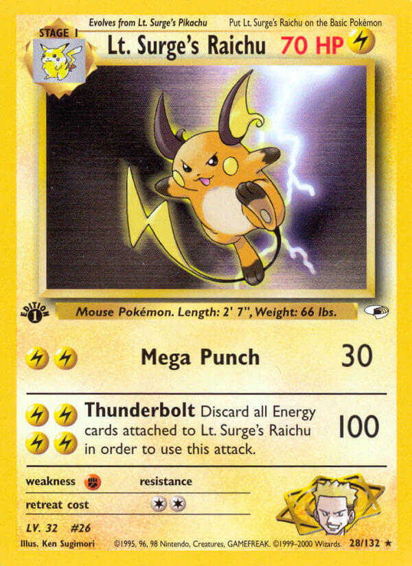 Lt. Surge's Raichu Pokémon card