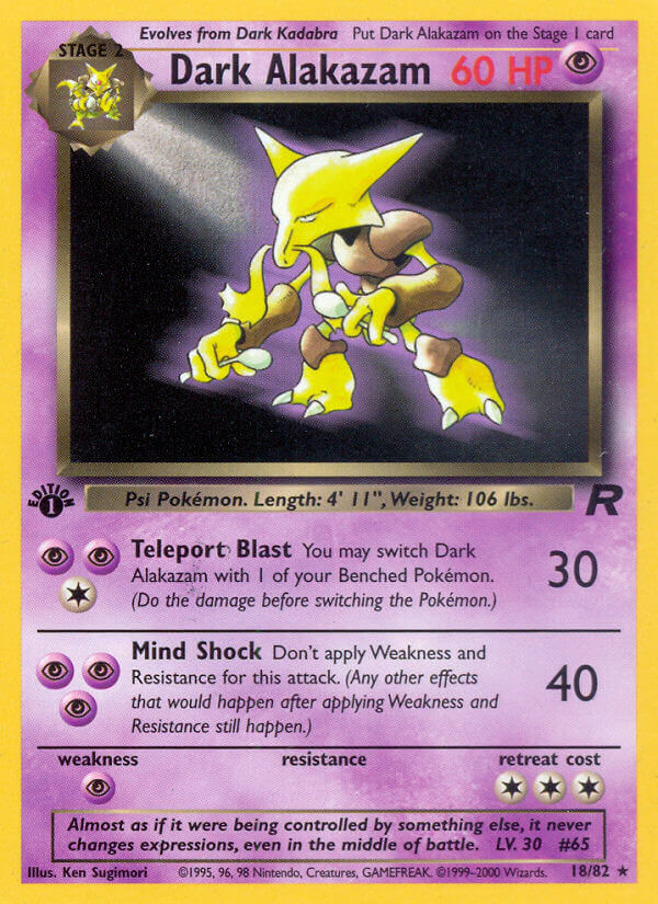 Dark Alakazam Pokémon card