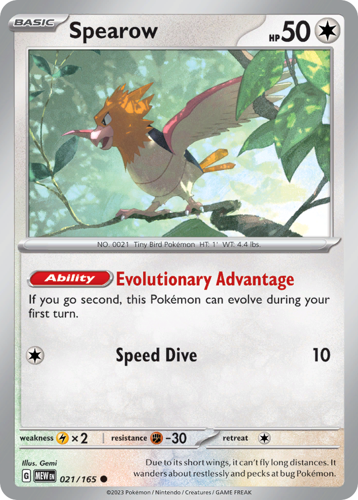 Spearow Pokémon card