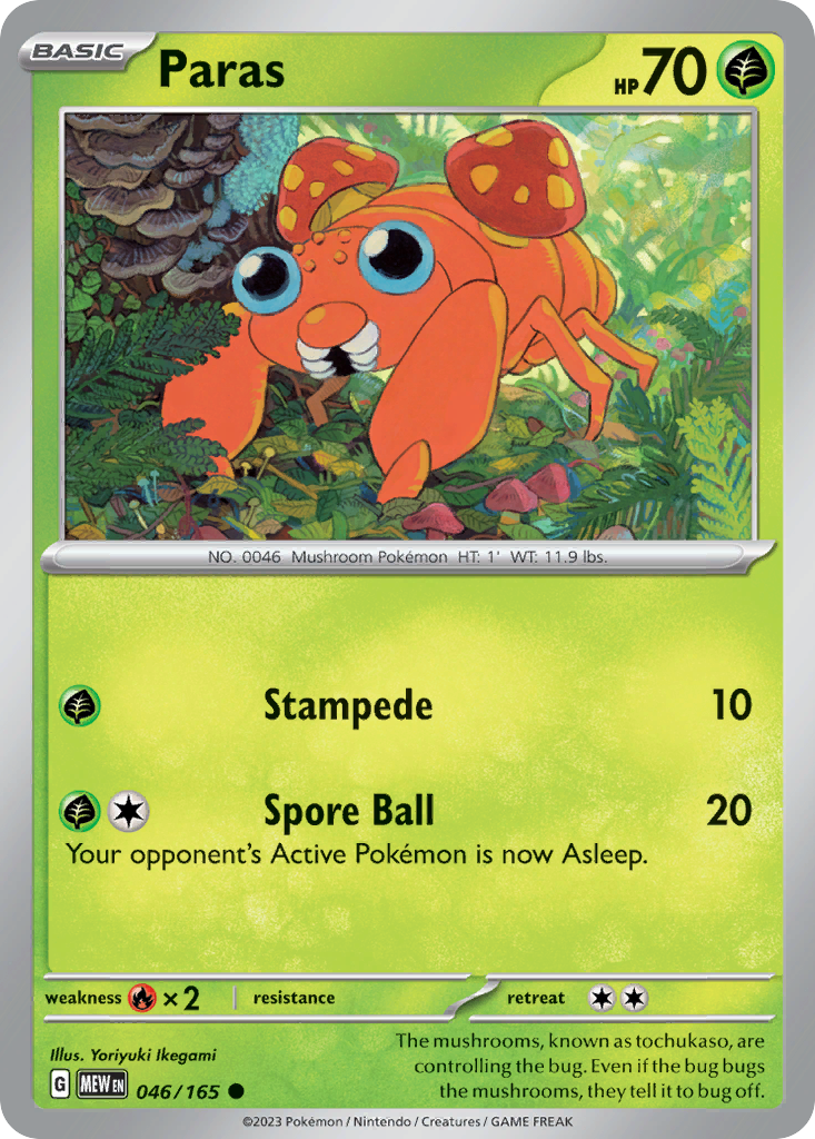 Paras Pokémon card