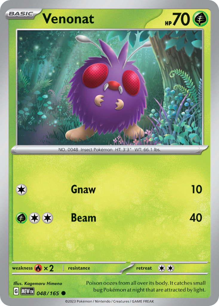 Venonat Pokémon card