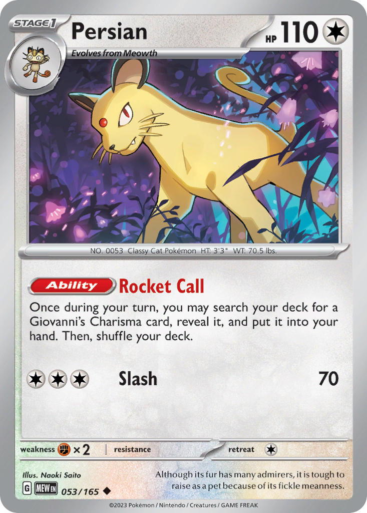 Persian Pokémon card