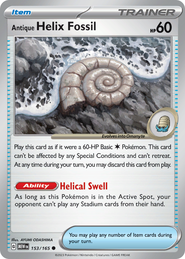 Antique Helix Fossil Pokémon card