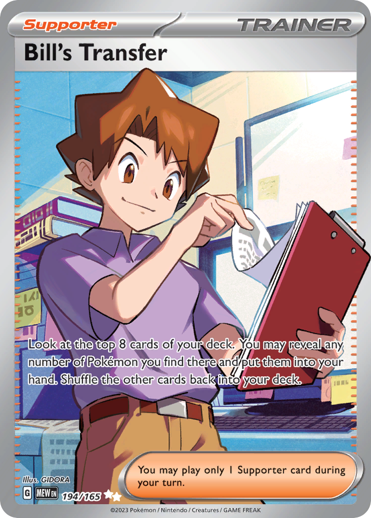 Bill's Transfer Pokémon card