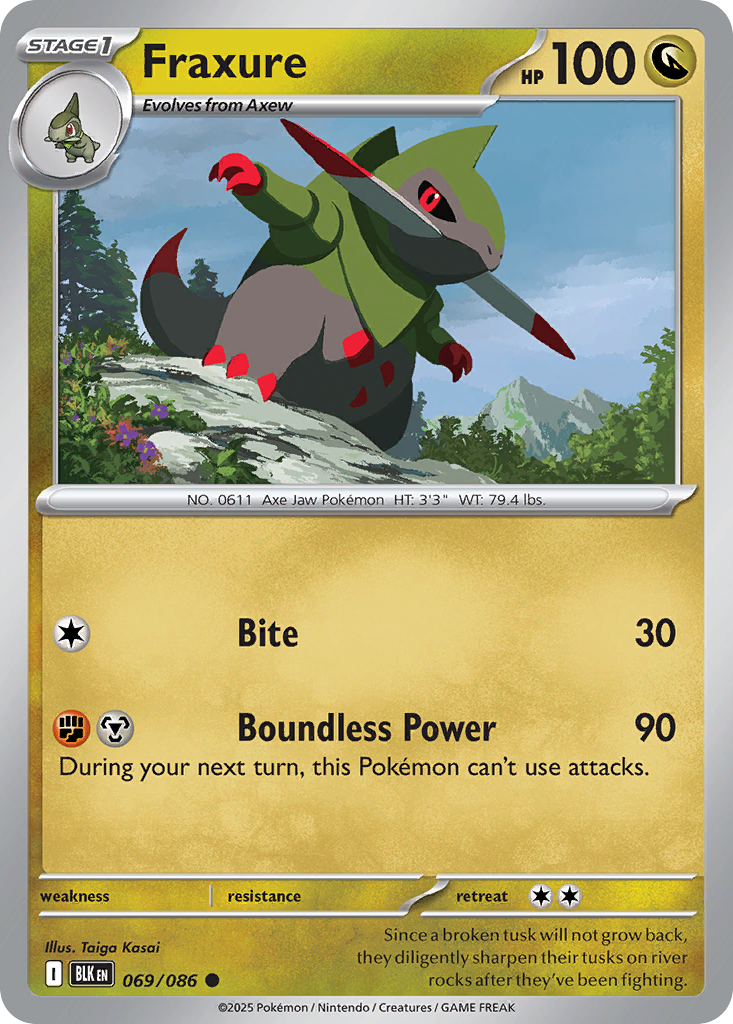 Fraxure Pokémon card