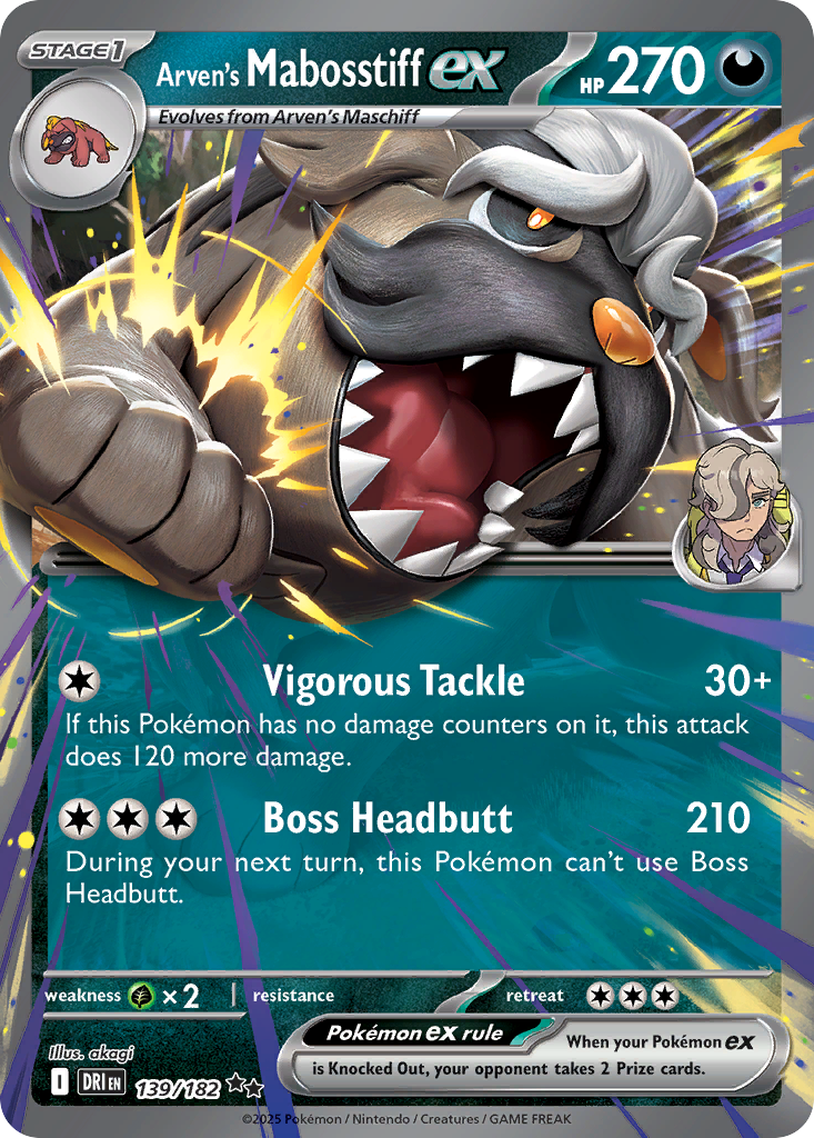 Arven's Mabosstiff ex Pokémon card