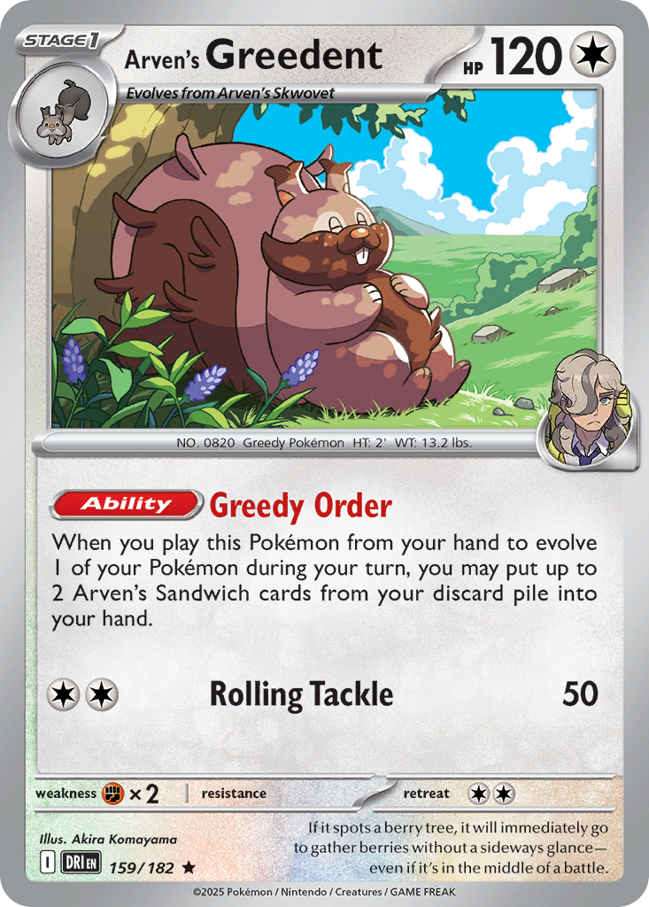 Arven's Greedent Pokémon card