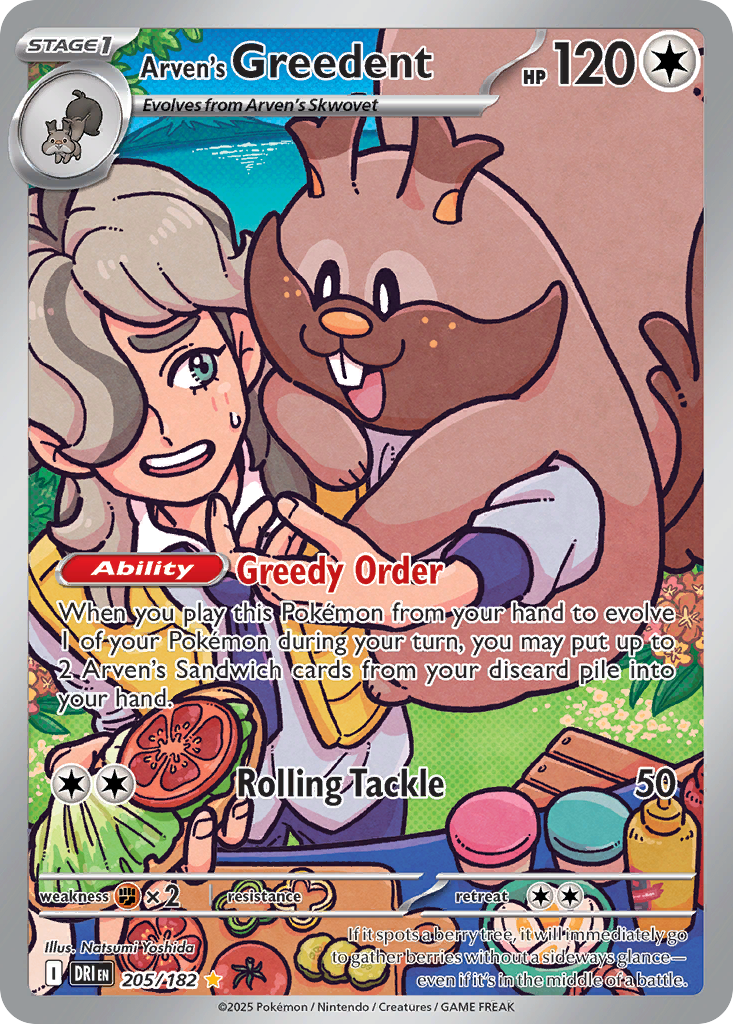 Arven's Greedent Pokémon card