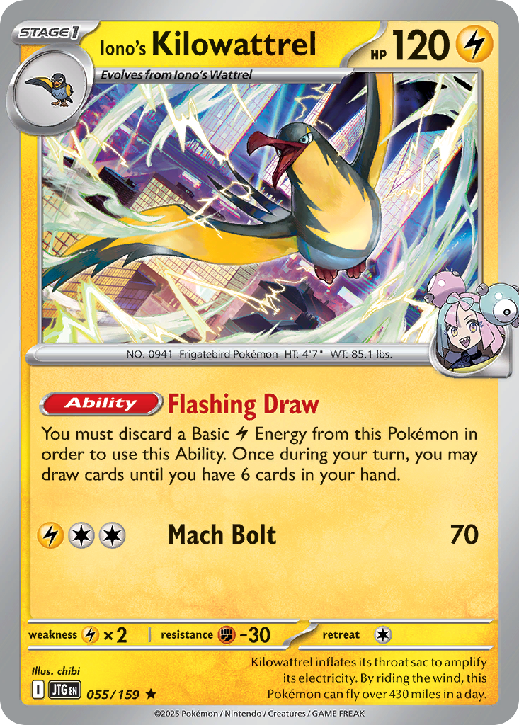 Iono's Kilowattrel Pokémon card