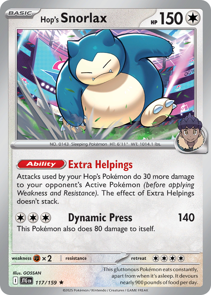 Hop's Snorlax Pokémon card
