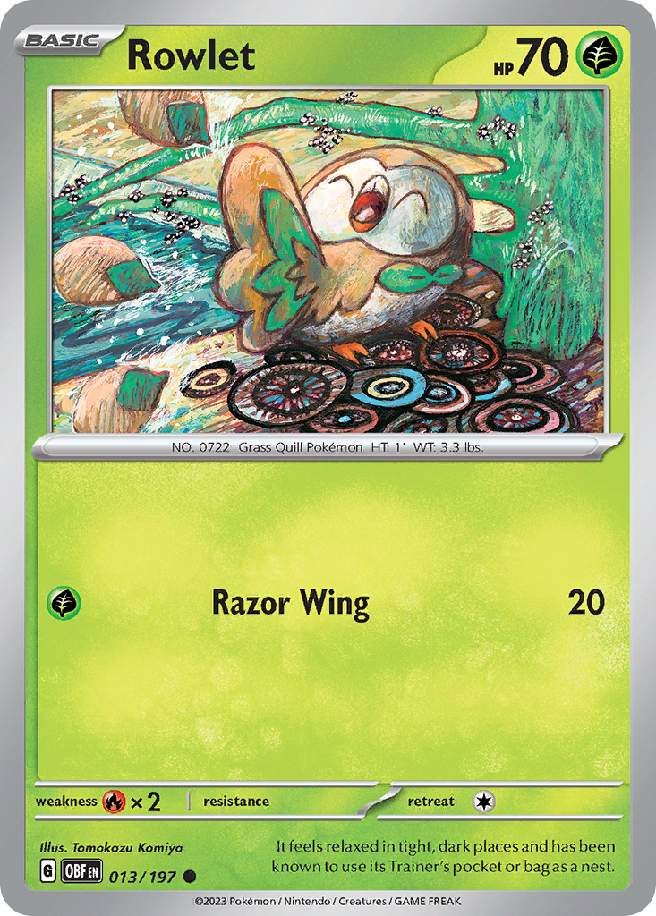 Rowlet Pokémon card