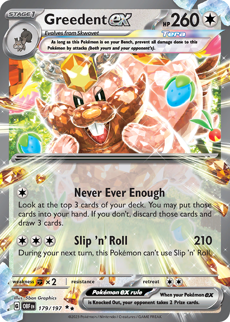 Greedent ex Pokémon card