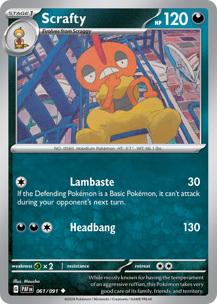 Scrafty Pokémon card