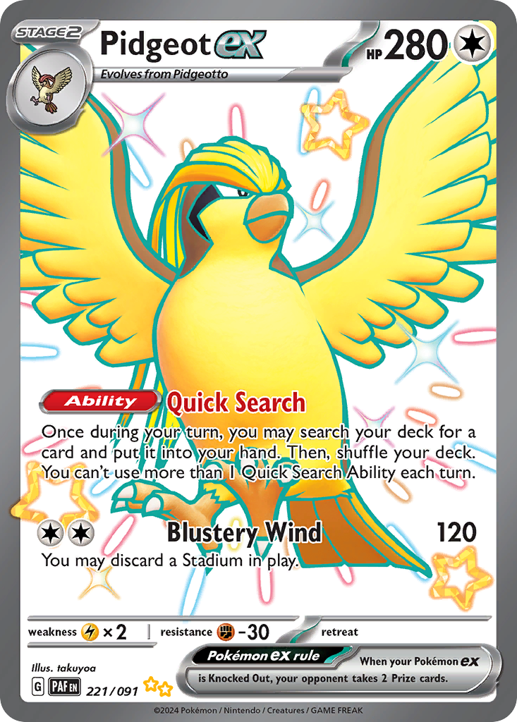 Pidgeot ex Pokémon card