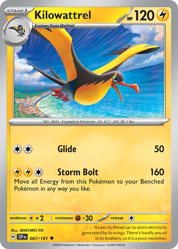 Kilowattrel Pokémon card