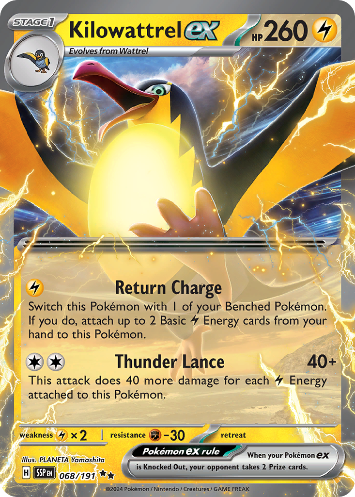 Kilowattrel ex Pokémon card