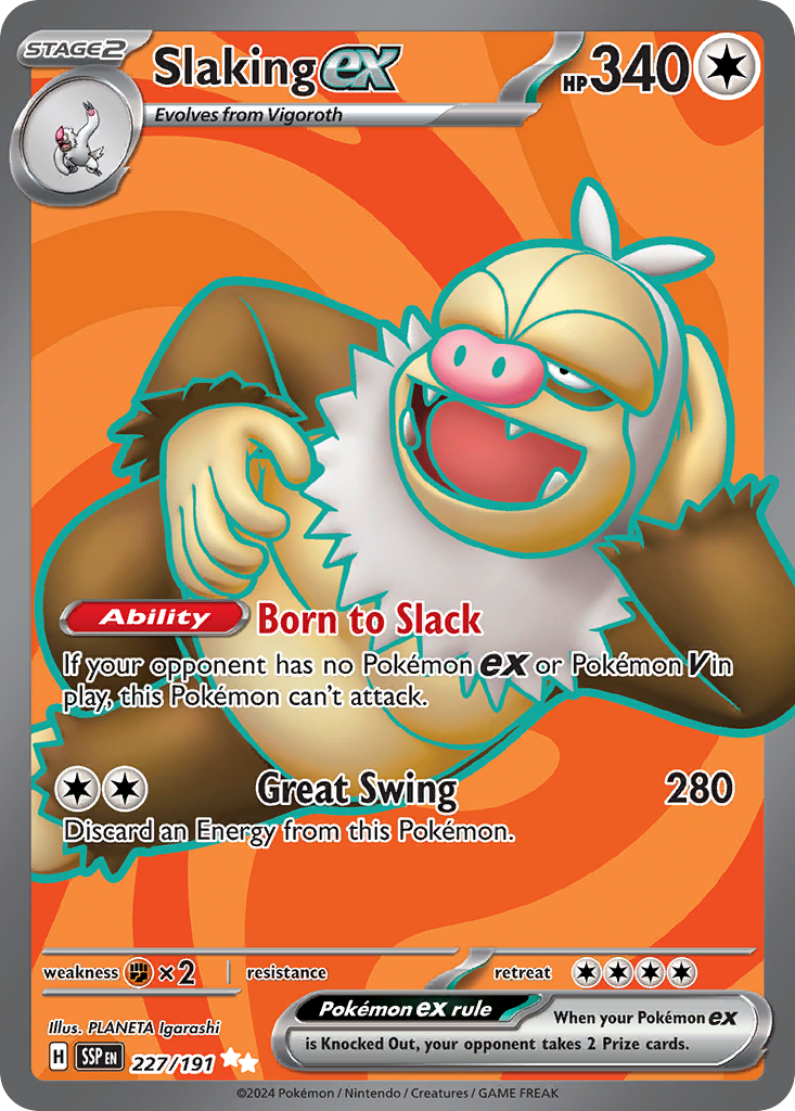 Slaking ex Pokémon card