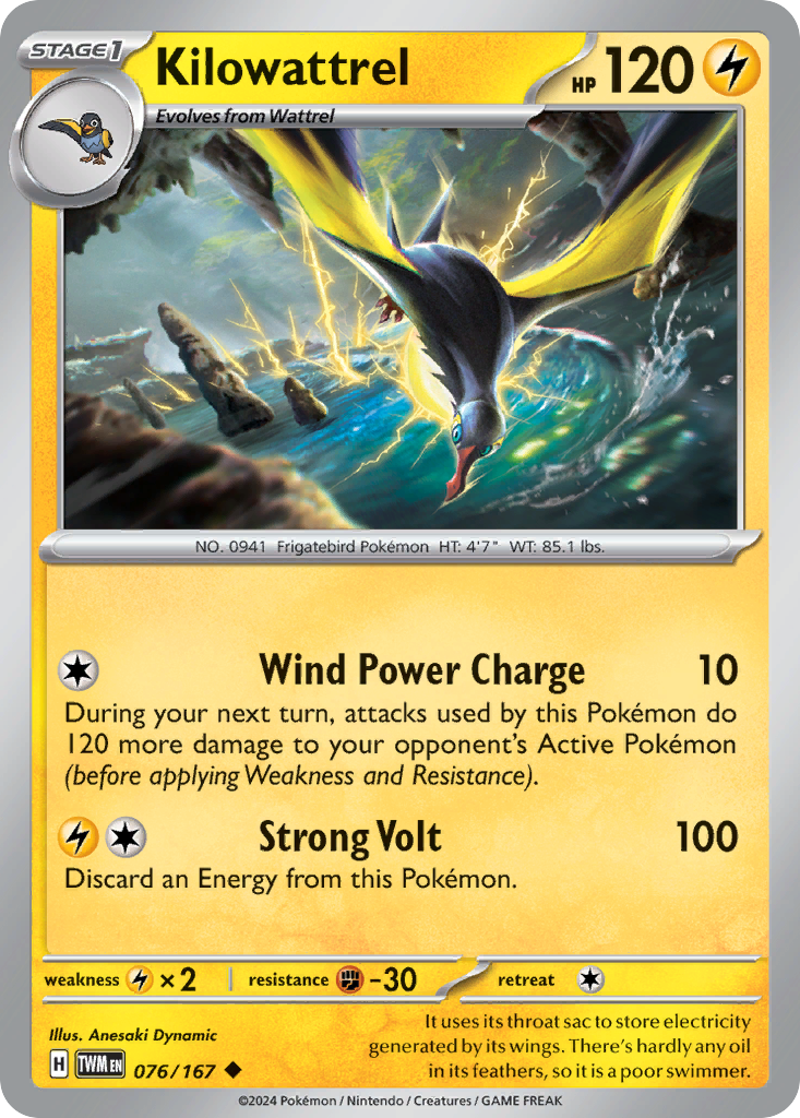 Kilowattrel Pokémon card