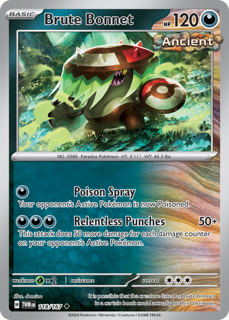 Brute Bonnet Pokémon card