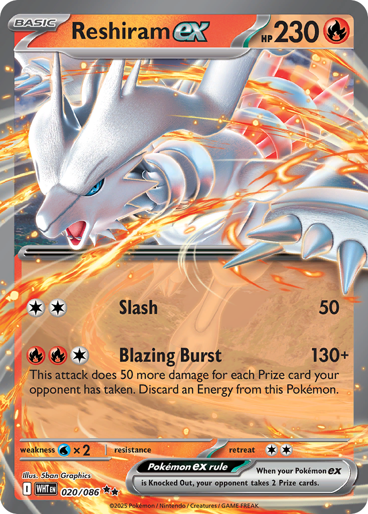 Reshiram ex Pokémon card