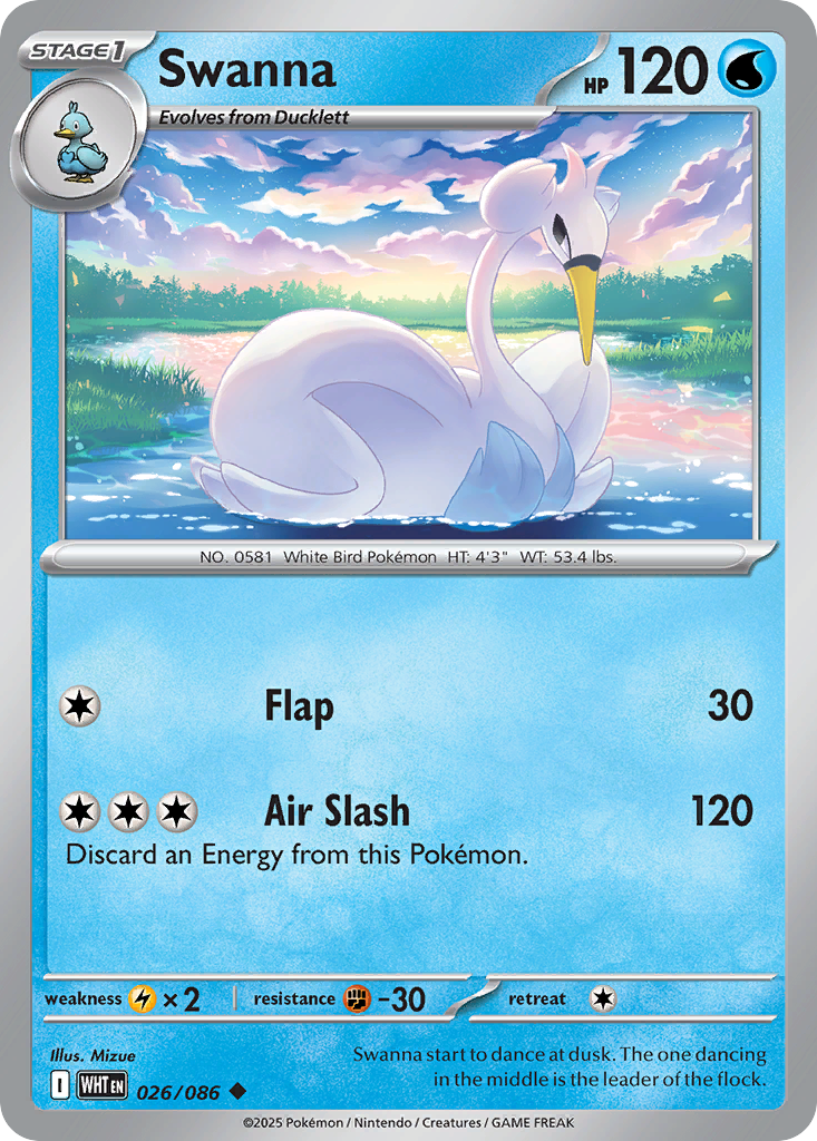 Swanna Pokémon card
