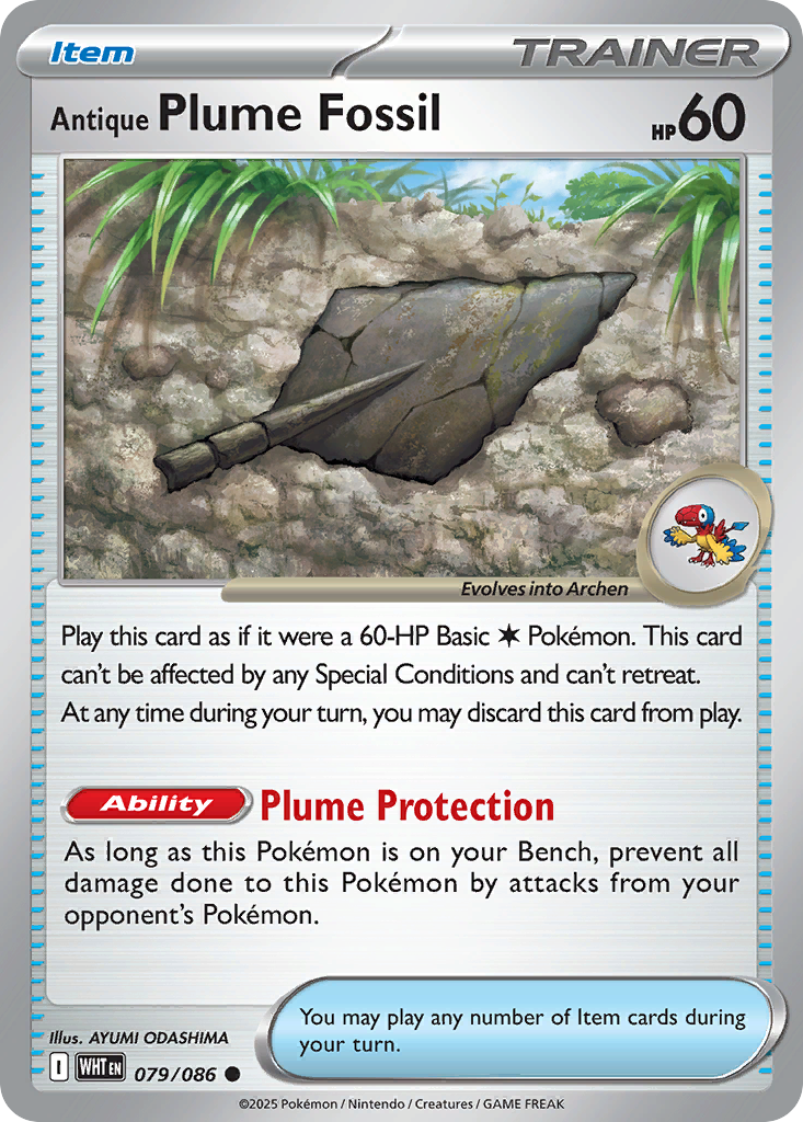Antique Plume Fossil Pokémon card