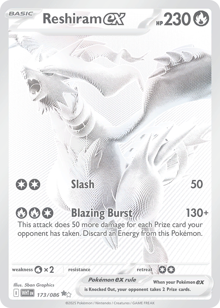 Reshiram ex Pokémon card