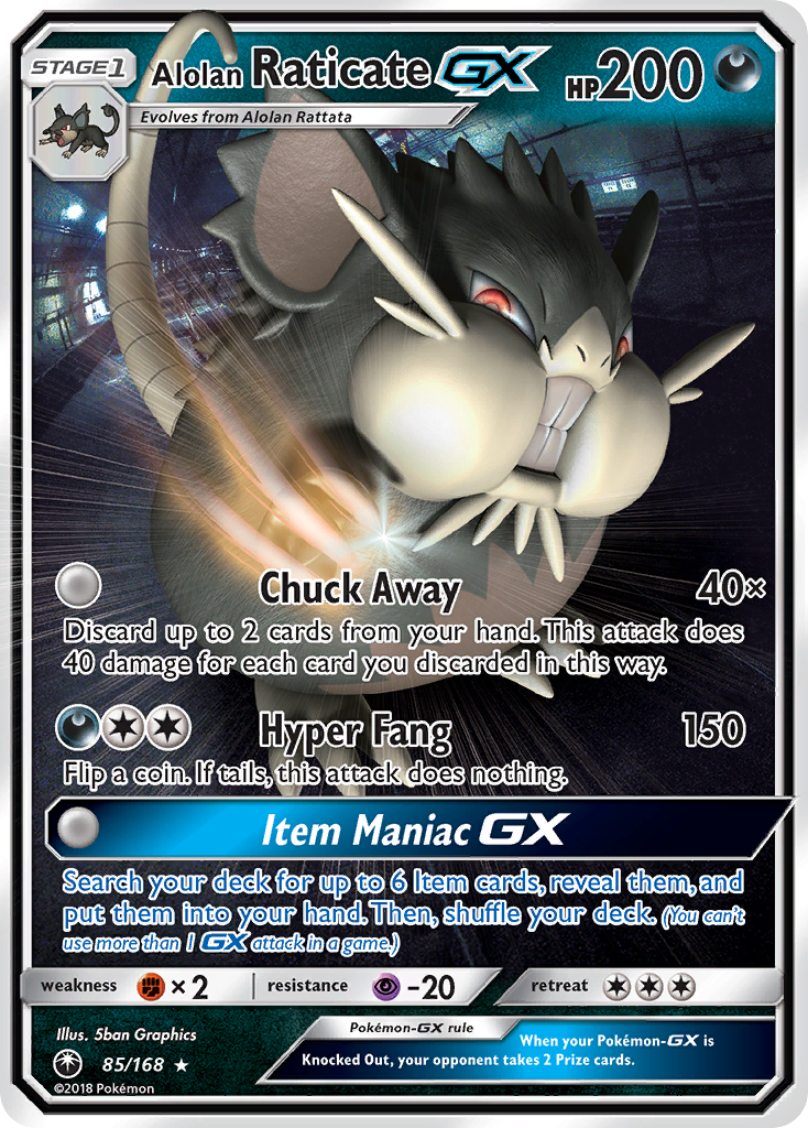 Alolan Raticate GX Pokémon card