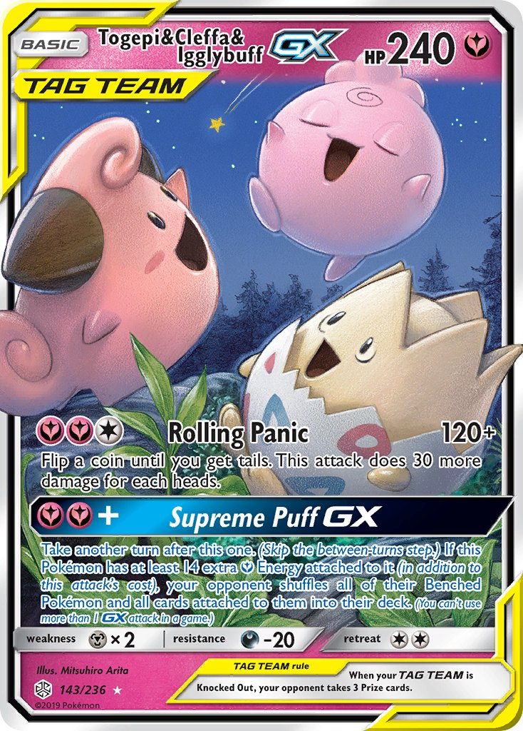 Togepi & Cleffa & Igglybuff Tag Team GX Pokémon card
