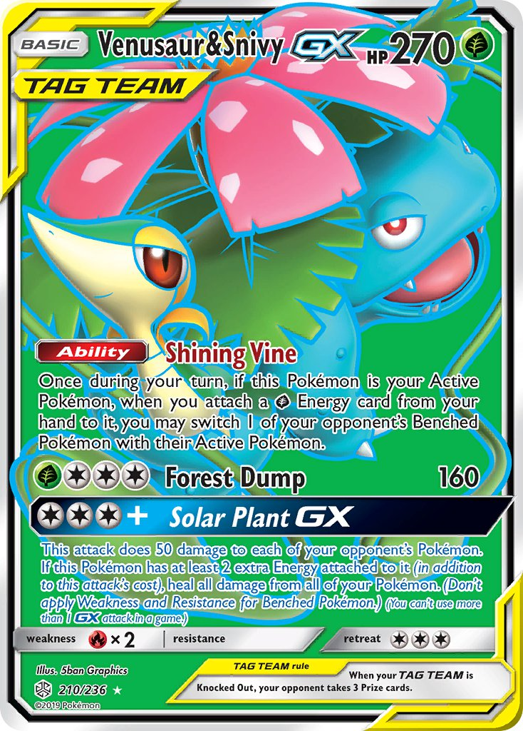 Venusaur & Snivy Tag Team GX Pokémon card