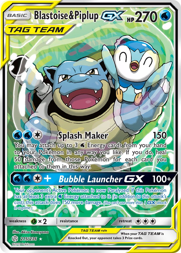Blastoise & Piplup Tag Team GX Pokémon card