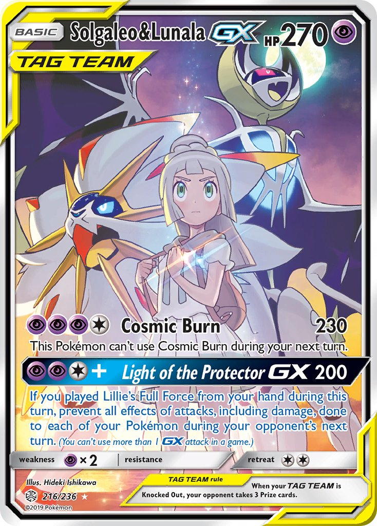 Solgaleo & Lunala Tag Team GX Pokémon card