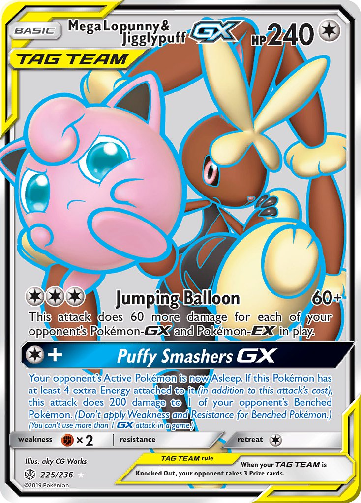 Mega Lopunny & Jigglypuff Tag Team GX Pokémon card