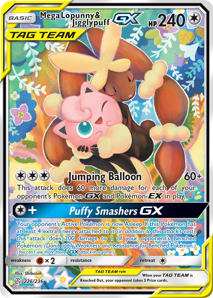 Mega Lopunny & Jigglypuff Tag Team GX Pokémon card