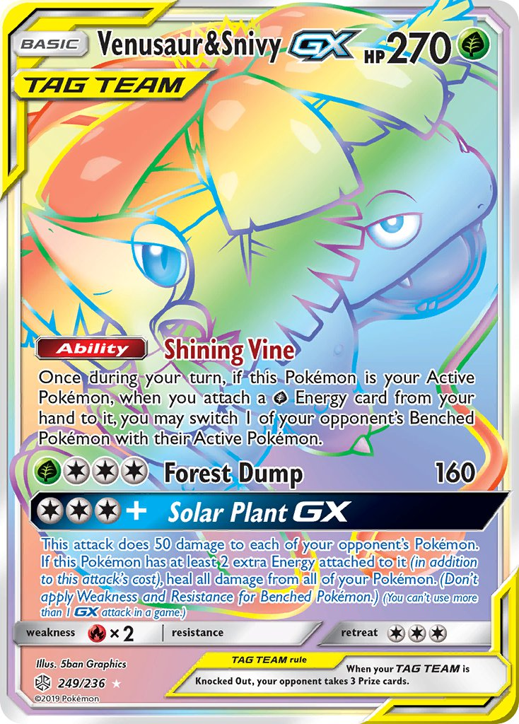Venusaur & Snivy Tag Team GX Pokémon card