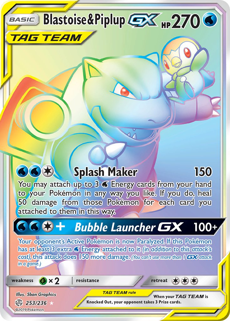 Blastoise & Piplup Tag Team GX Pokémon card