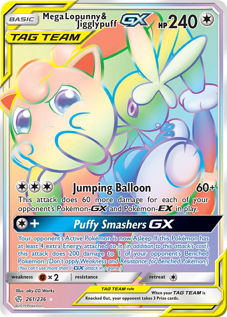 Mega Lopunny & Jigglypuff Tag Team GX Pokémon card