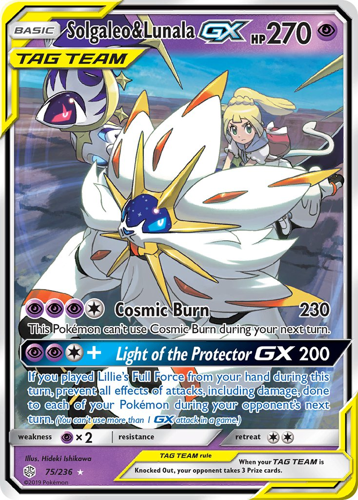 Solgaleo & Lunala Tag Team GX Pokémon card