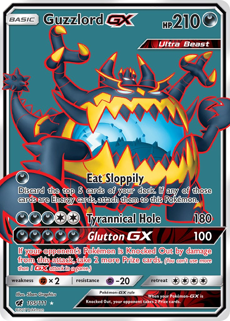 Guzzlord GX Pokémon card