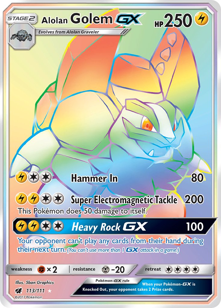 Alolan Golem GX Pokémon card
