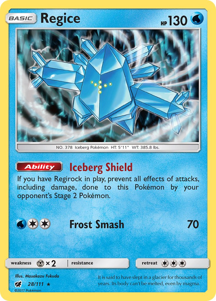 Regice Pokémon card