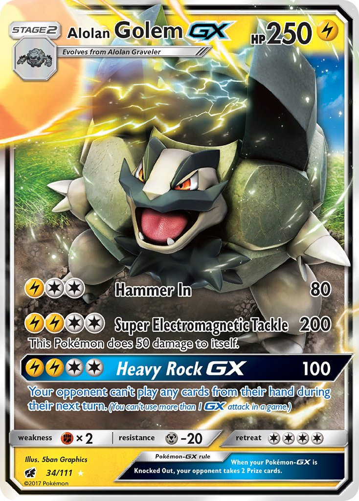 Alolan Golem GX Pokémon card
