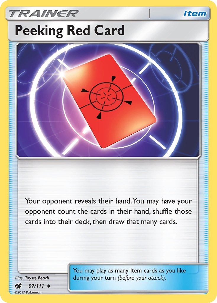 Peeking Red Card Pokémon card