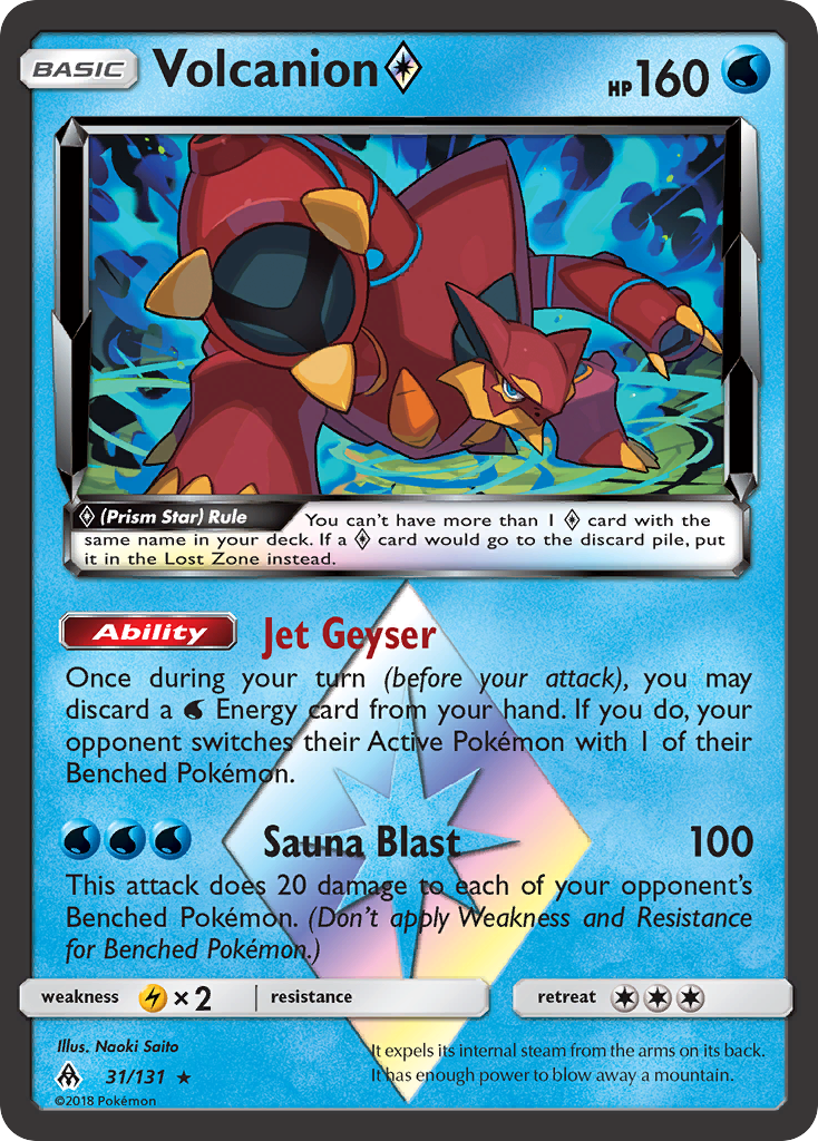 Volcanion Prism Star Pokémon card