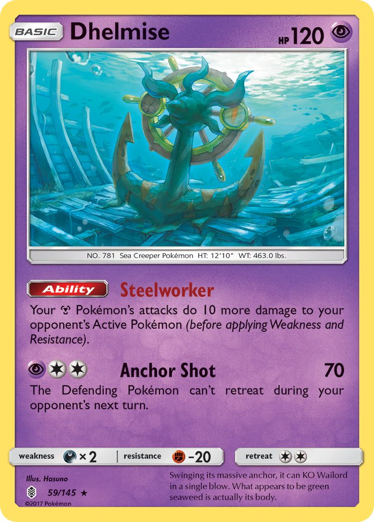 Dhelmise Pokémon card