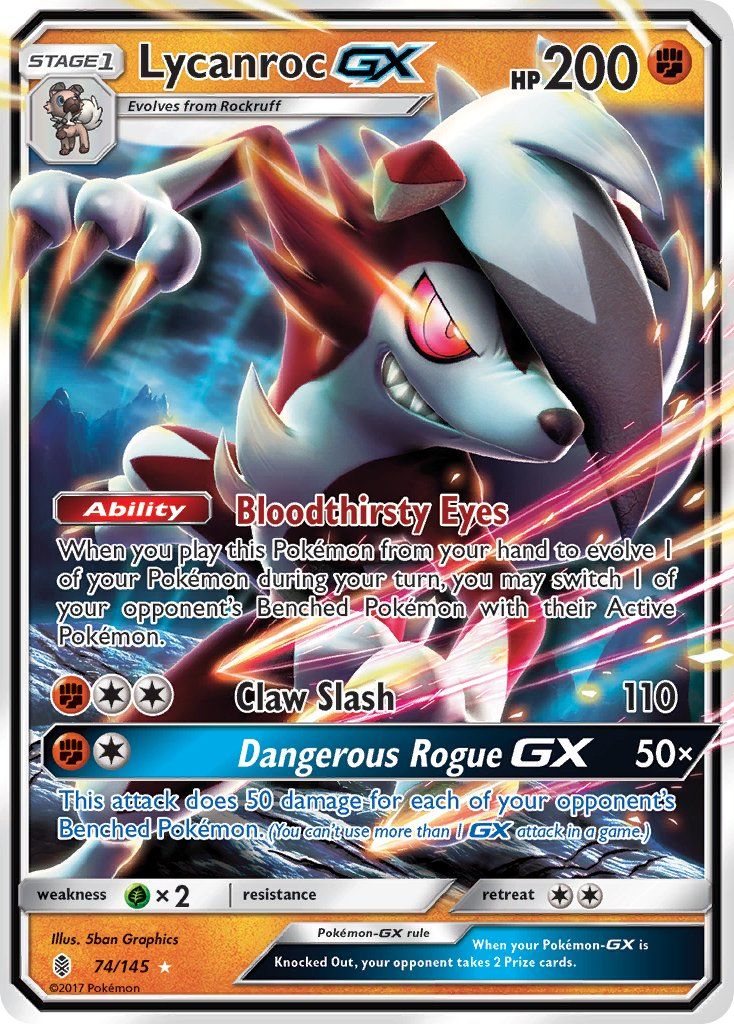 Lycanroc GX Pokémon card