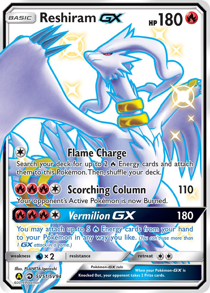 Reshiram GX Pokémon card