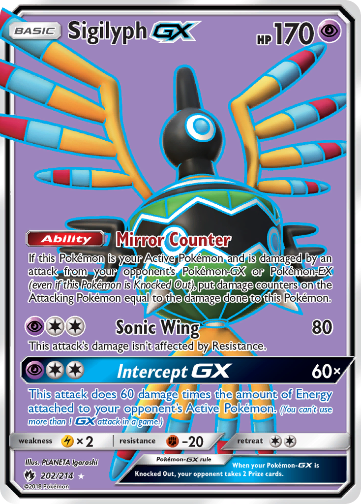Sigilyph GX Pokémon card