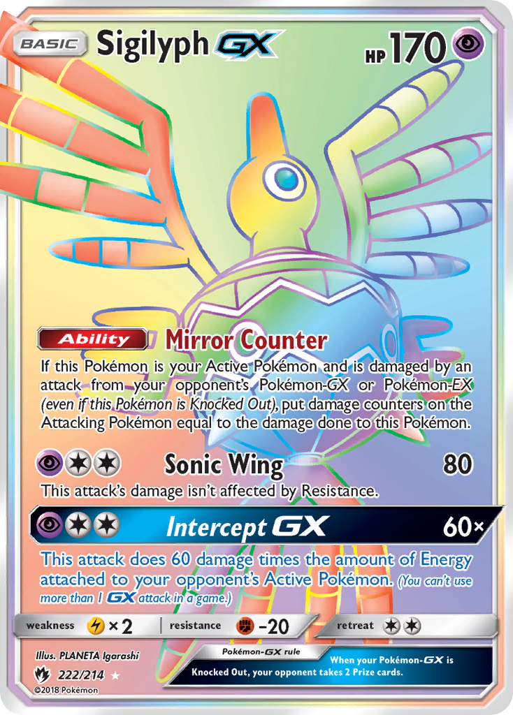 Sigilyph GX Pokémon card