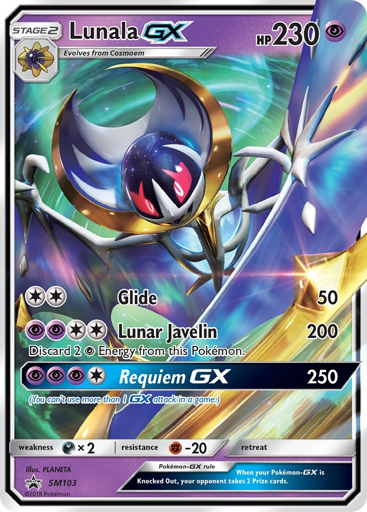 Lunala GX Pokémon card
